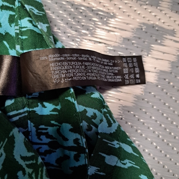 Zara Teal Wide Leg Cotton Pants with Textured Pattern - Picture 3 of 9